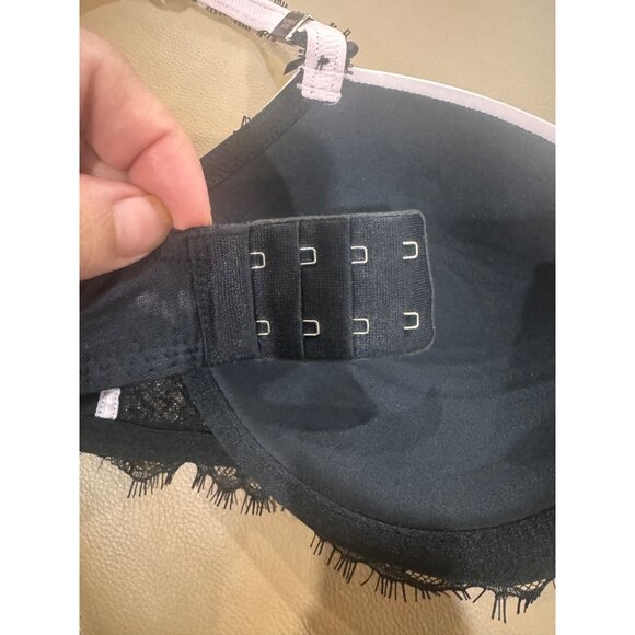 Victorias Secret Lightly Lined Lace Push-Up Bra 32DD Black & Pink Adjustable Str - Picture 6 of 6